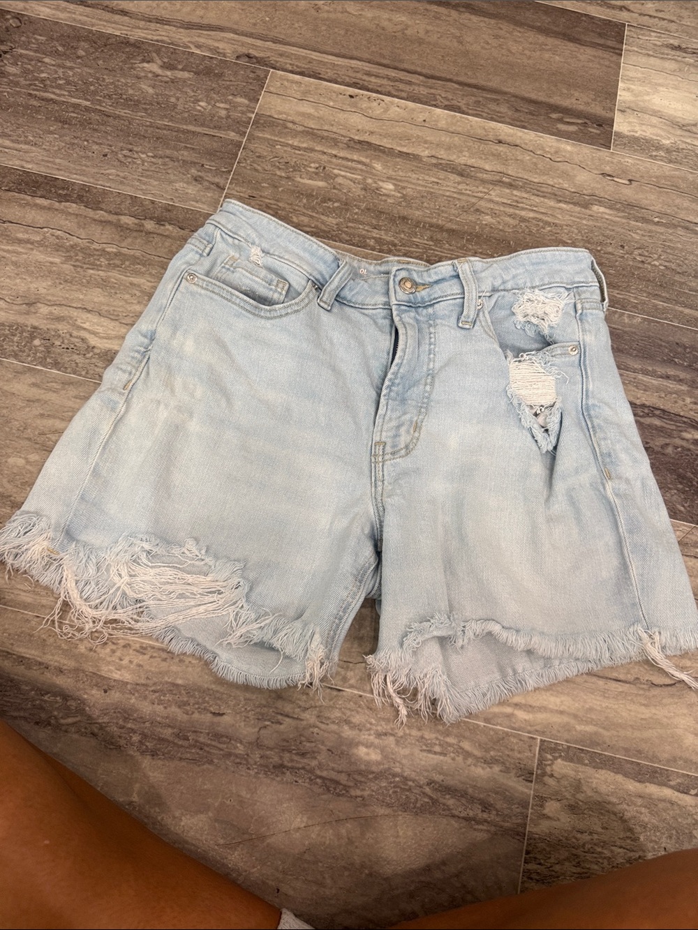 Old Navy Light Blue Distressed Denim Jean Shorts